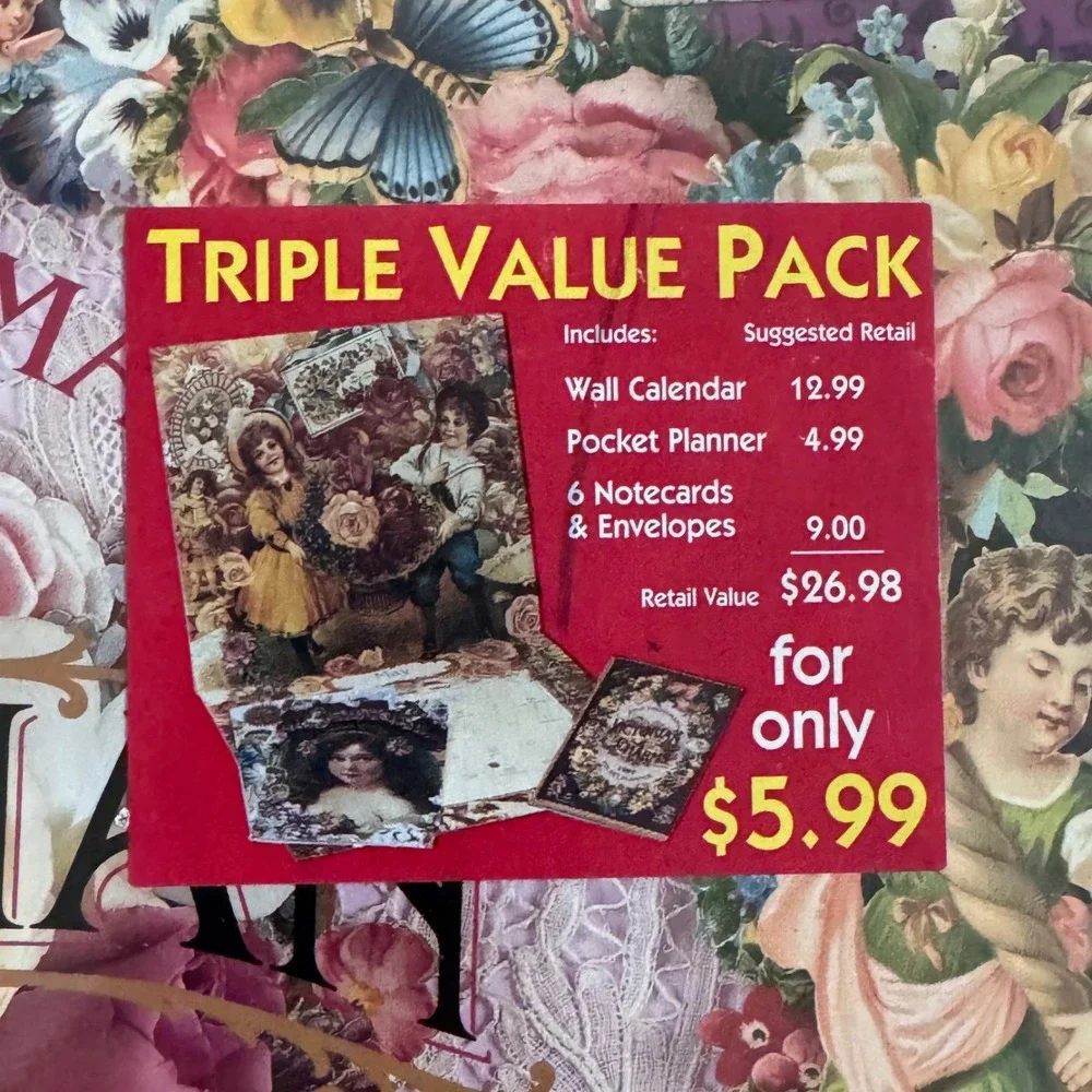 Vintage Victorian Charms John Grossman 1997 Calendar Planner Card Set USA Sealed